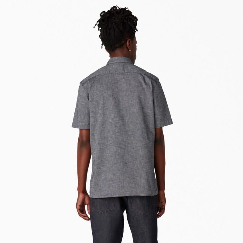 Grey Men's Dickies 1922 Short Sleeve Shirt | LPN643982