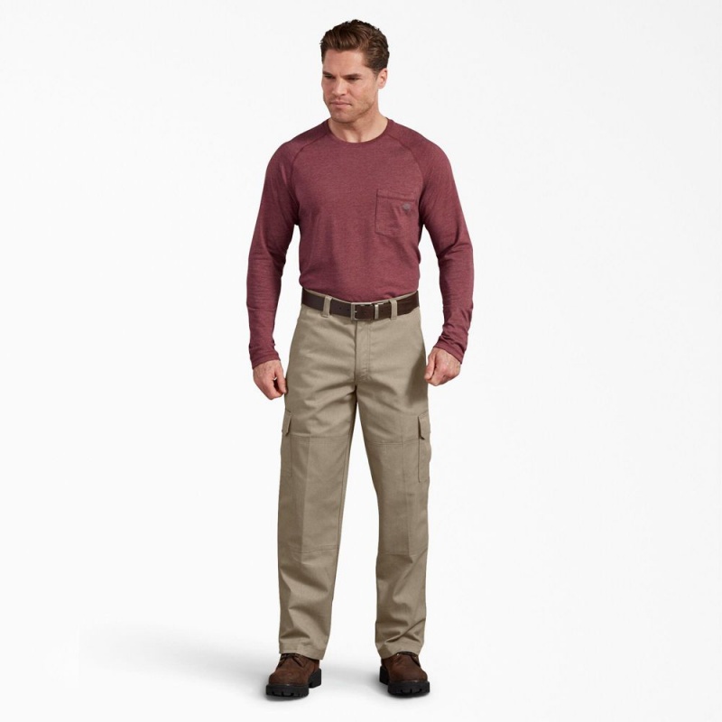 Grey Men's Dickies Active Waist Regular Fit Cargo Pants | RZM058317