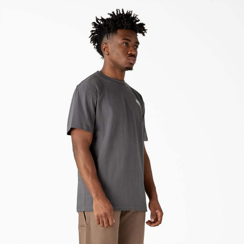 Grey Men's Dickies Built to Last Heavyweight T-Shirt | HZR345702