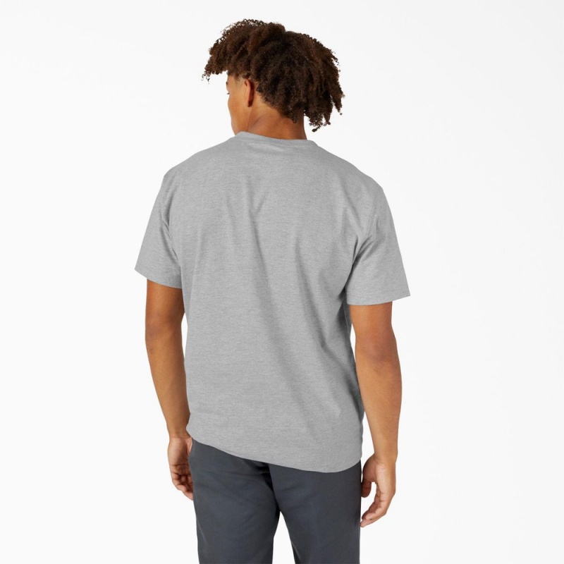 Grey Men's Dickies Chest Logo Pocket T-Shirt | PNU452938