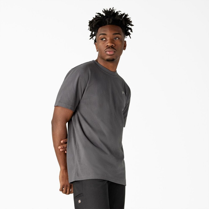 Grey Men's Dickies Eagle Barrel Heavyweight T-Shirt | DBH920418