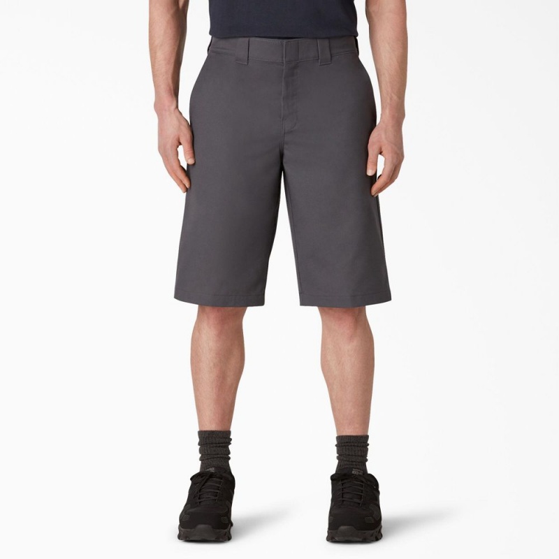 Grey Men\'s Dickies FLEX Cooling Active Waist Regular Fit Shorts | LHK364219