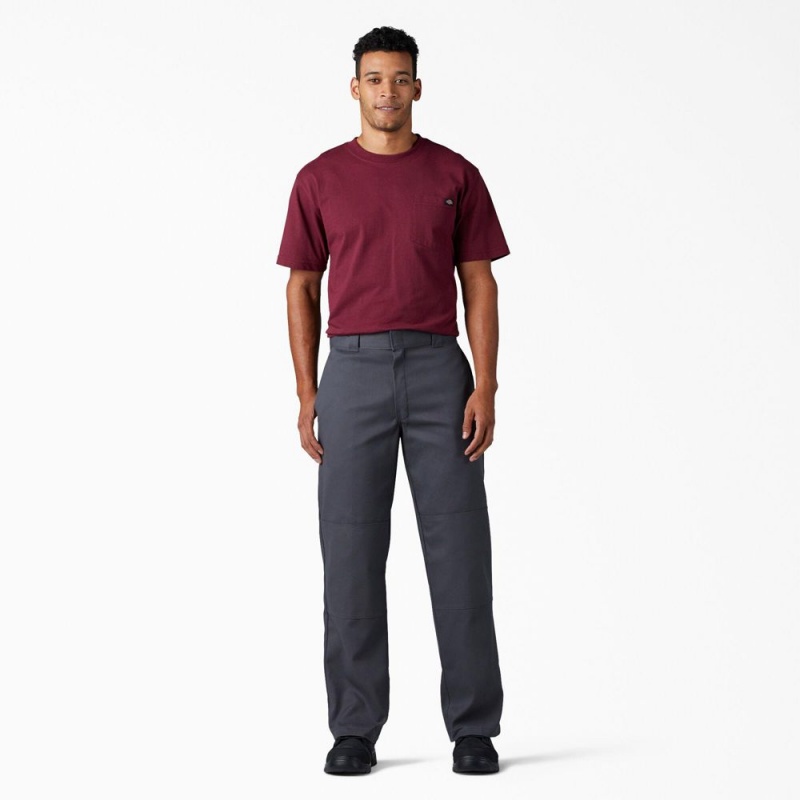 Grey Men's Dickies FLEX Loose Fit Double Knee Work Pants | JUZ675304