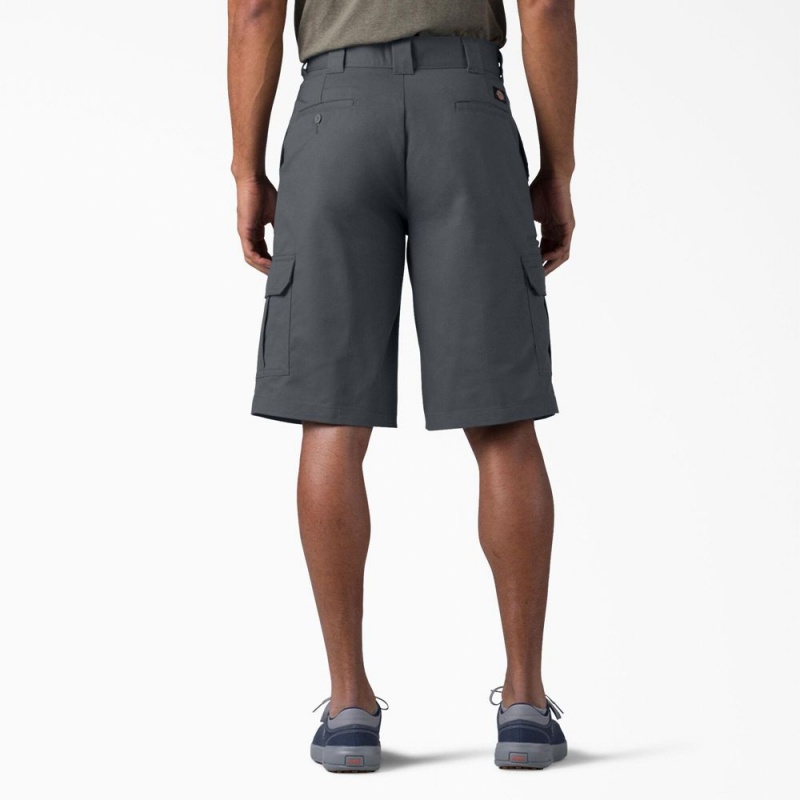 Grey Men's Dickies FLEX Relaxed Fit Cargo Shorts | POZ689257