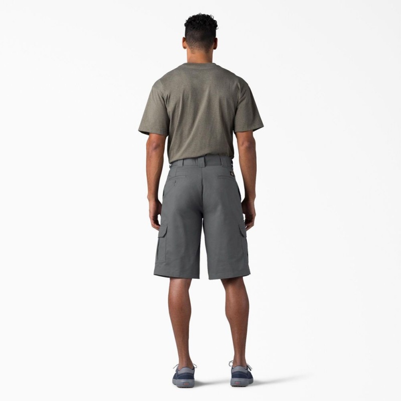 Grey Men's Dickies FLEX Relaxed Fit Cargo Shorts | POZ689257