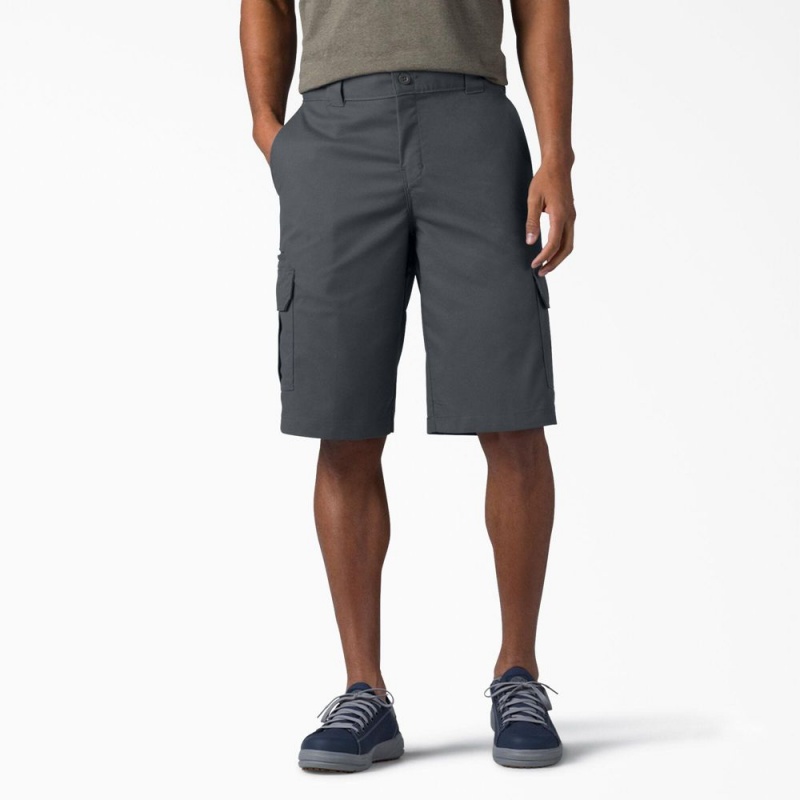 Grey Men\'s Dickies FLEX Relaxed Fit Cargo Shorts | POZ689257