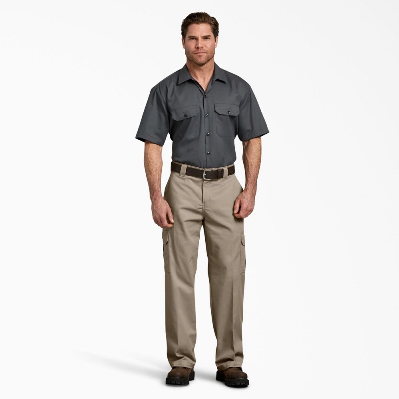 Grey Men's Dickies FLEX Relaxed Fit Cargo Pants | IWL206349