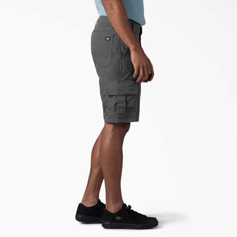 Grey Men's Dickies FLEX Relaxed Fit Duck Cargo Shorts | EFS571842