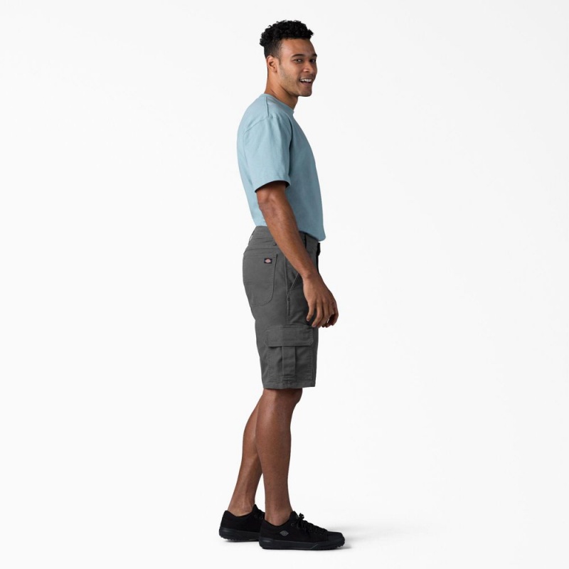 Grey Men's Dickies FLEX Relaxed Fit Duck Cargo Shorts | EFS571842