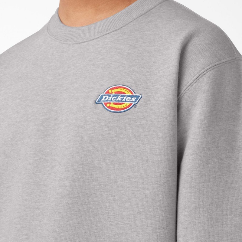 Grey Men's Dickies Fleece Embroidered Chest Logo Sweatshirt | ZUO856137