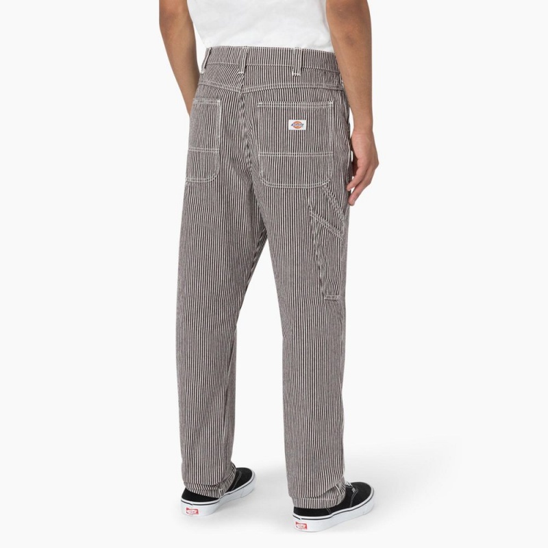 Grey Men's Dickies Garyville Regular Fit Hickory Stripe Carpenter Pants | AOX524701