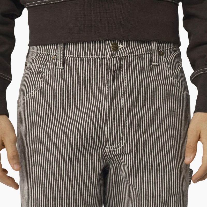 Grey Men's Dickies Garyville Regular Fit Hickory Stripe Carpenter Pants | AOX524701