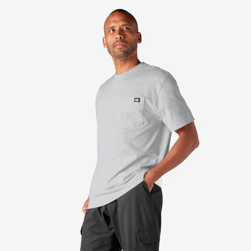 Grey Men's Dickies Heavyweight Short Sleeve Pocket T-Shirt | EPZ675201