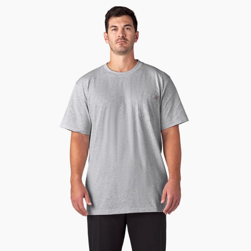 Grey Men's Dickies Heavyweight Short Sleeve Pocket T-Shirt | EPZ675201