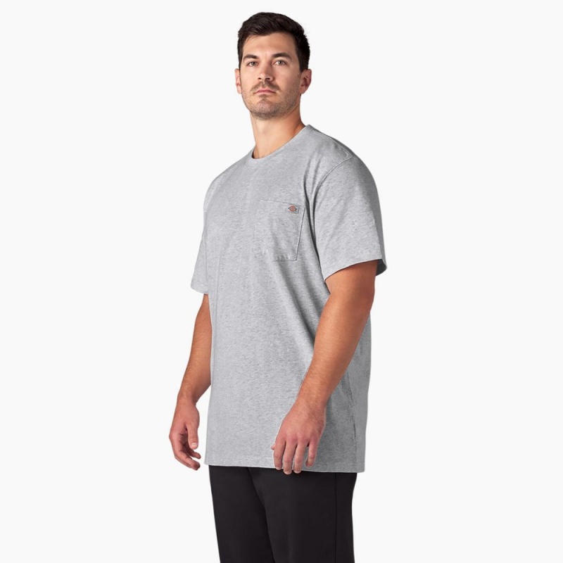 Grey Men's Dickies Heavyweight Short Sleeve Pocket T-Shirt | EPZ675201