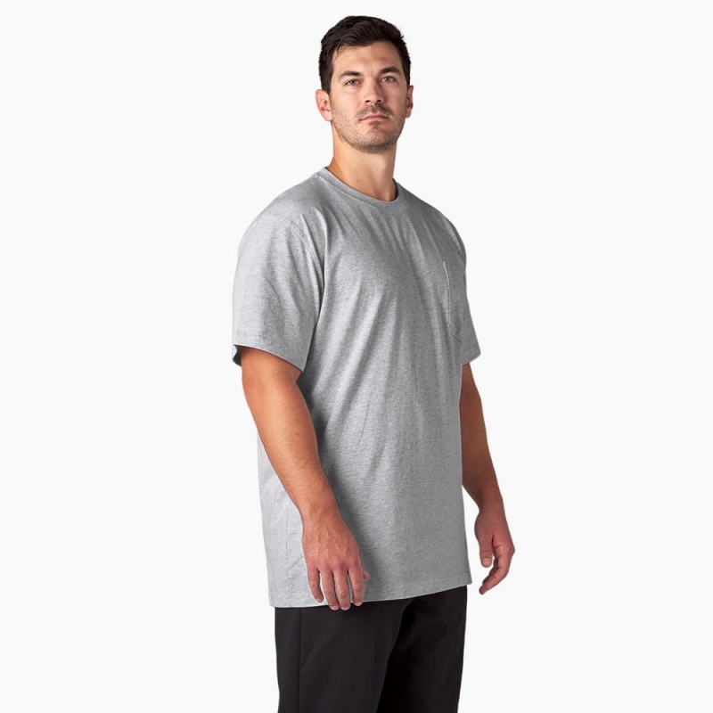 Grey Men's Dickies Heavyweight Short Sleeve Pocket T-Shirt | EPZ675201