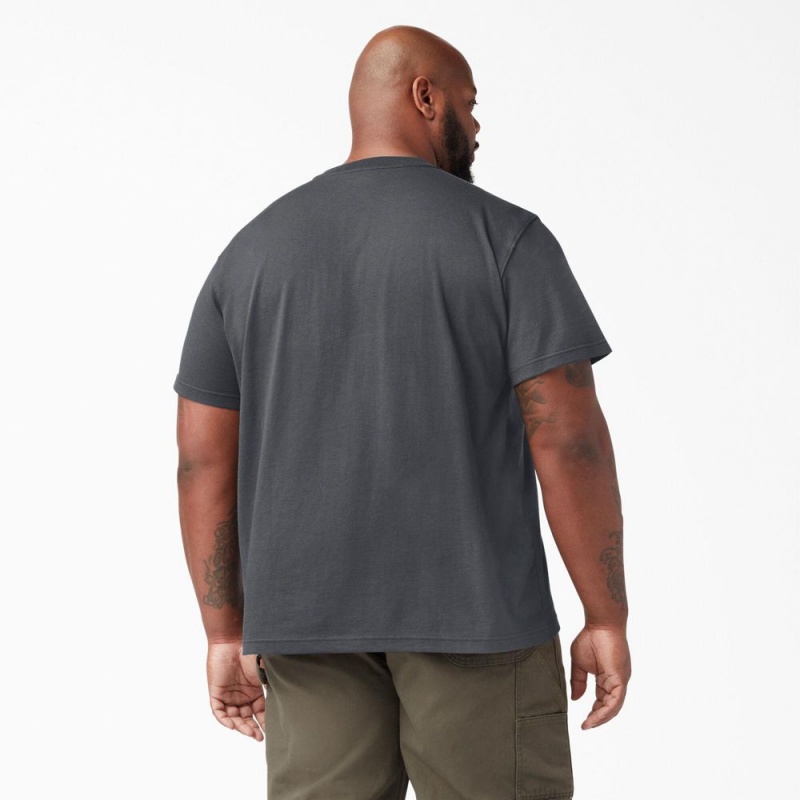 Grey Men's Dickies Heavyweight Short Sleeve Henley T-Shirt | KJX651792