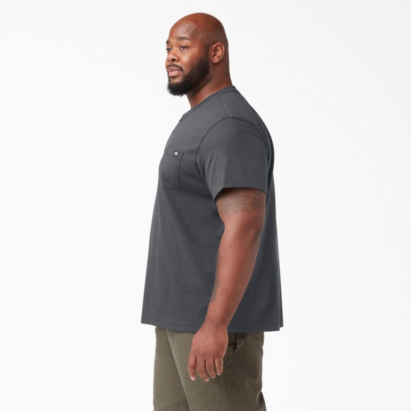 Grey Men's Dickies Heavyweight Short Sleeve Henley T-Shirt | KJX651792