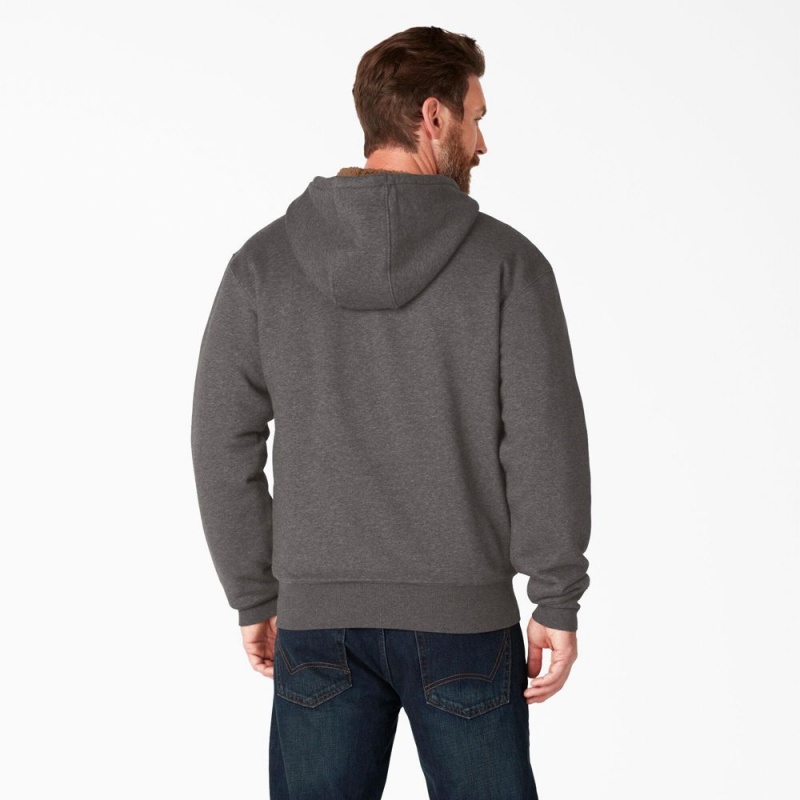 Grey Men's Dickies High Pile Fleece Lined Full Zip Hoodie | NRJ956810