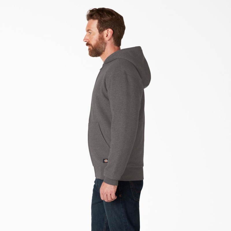 Grey Men's Dickies High Pile Fleece Lined Full Zip Hoodie | NRJ956810