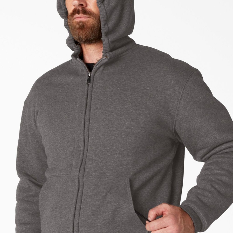 Grey Men's Dickies High Pile Fleece Lined Full Zip Hoodie | NRJ956810