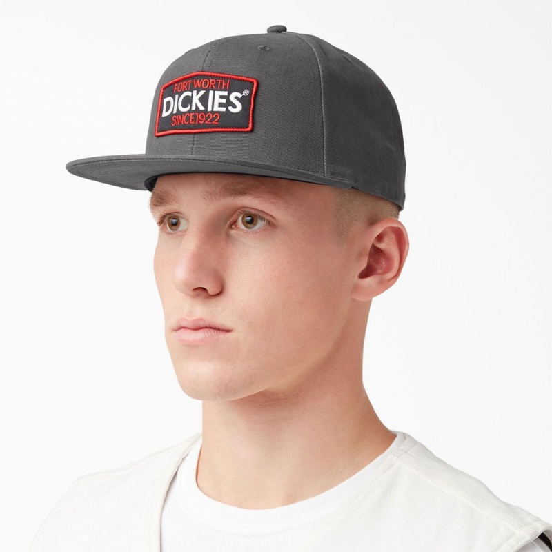 Grey Men's Dickies Logo Patch Flat Bill Cap | ZEW753604