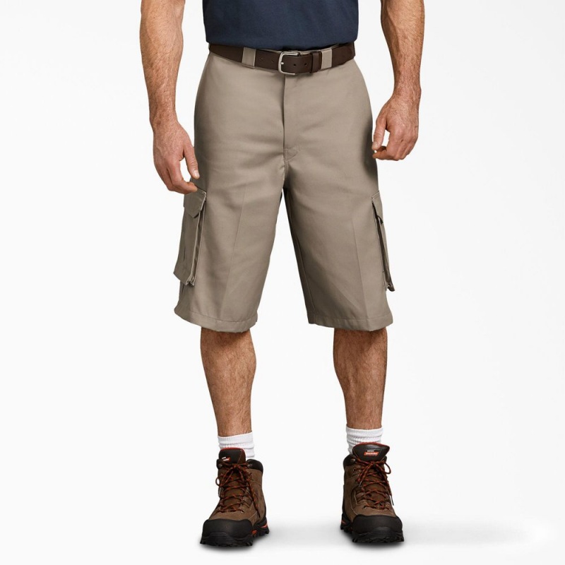 Grey Men\'s Dickies Loose Fit Cargo Work Shorts | ENO305947