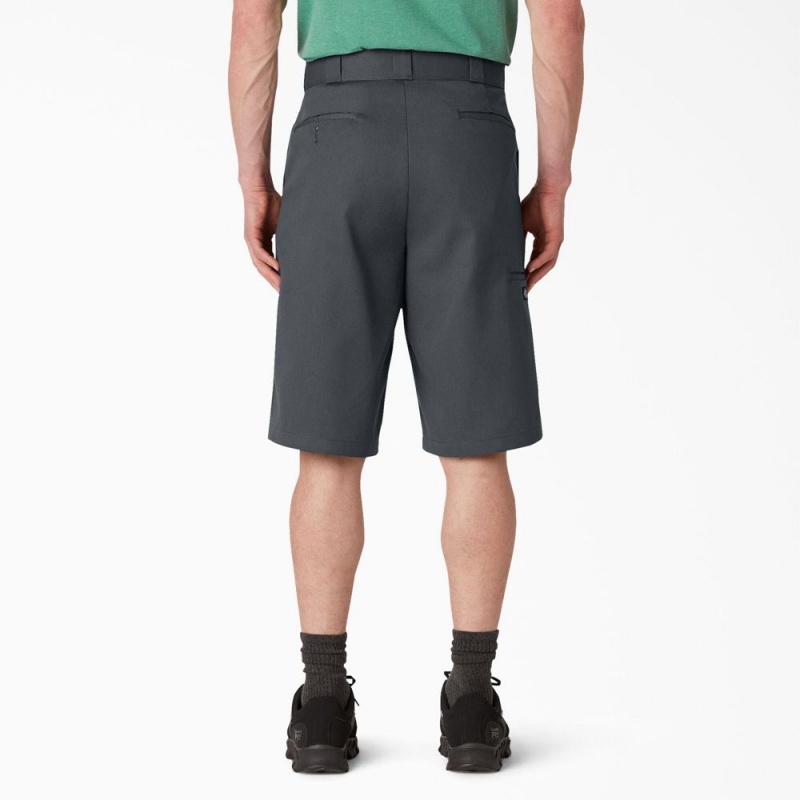 Grey Men's Dickies Loose Fit Flat Front Work Shorts | AIE175028