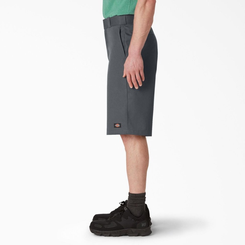 Grey Men's Dickies Loose Fit Flat Front Work Shorts | AIE175028