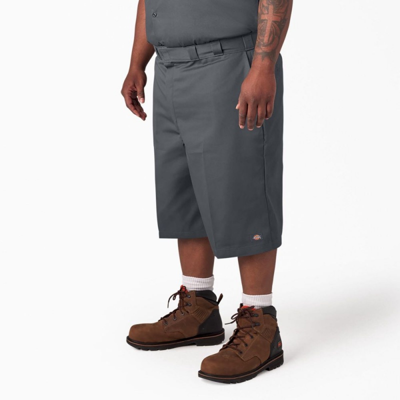 Grey Men's Dickies Loose Fit Flat Front Work Shorts | AIE175028