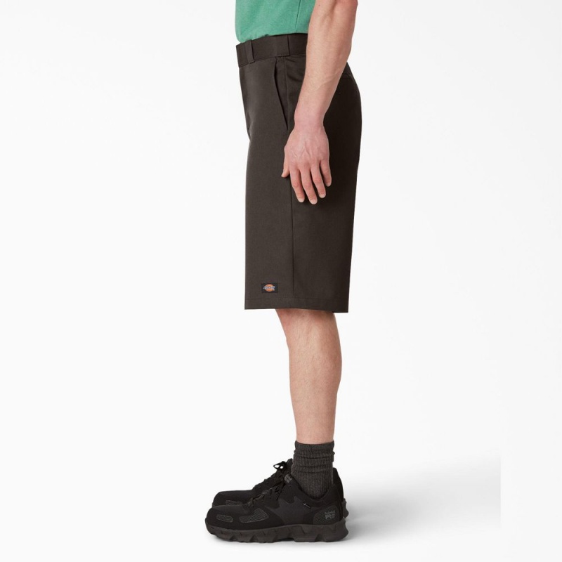 Grey Men's Dickies Loose Fit Flat Front Work Shorts | KGA764102