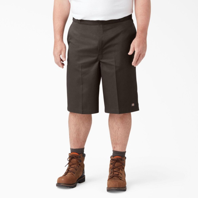 Grey Men's Dickies Loose Fit Flat Front Work Shorts | KGA764102