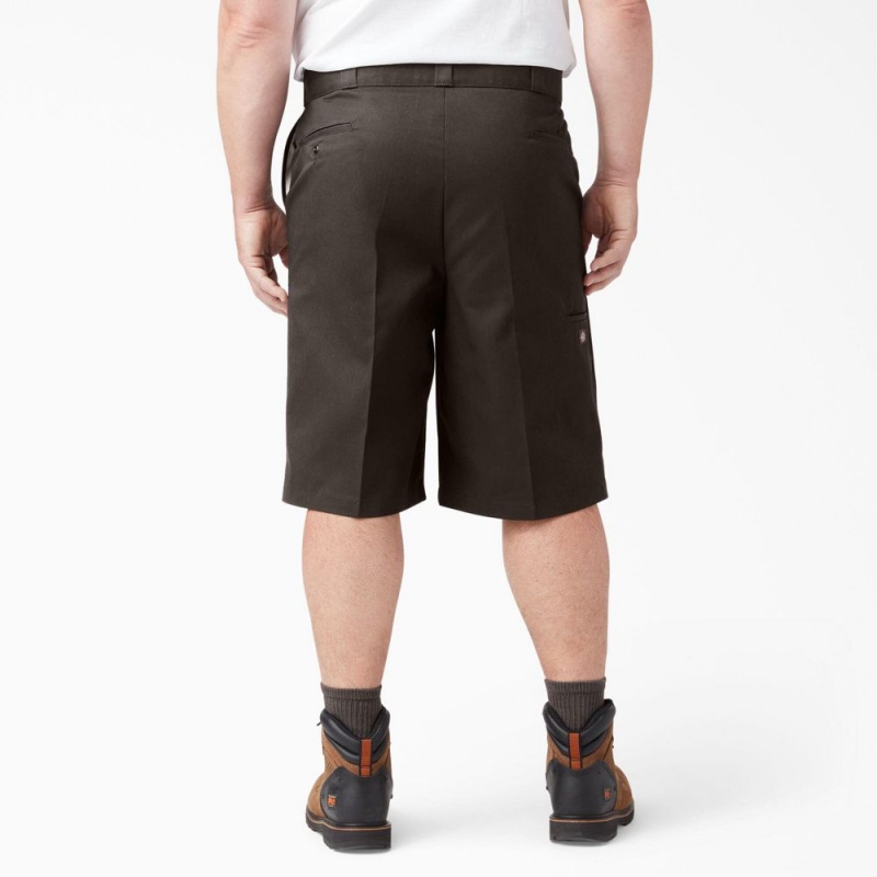 Grey Men's Dickies Loose Fit Flat Front Work Shorts | KGA764102