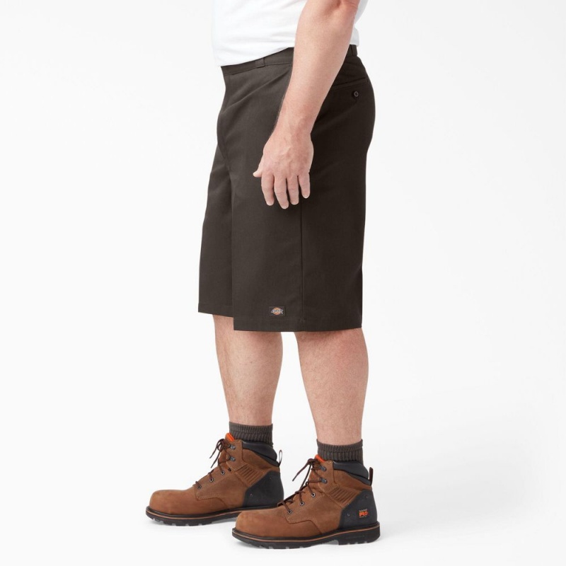 Grey Men's Dickies Loose Fit Flat Front Work Shorts | KGA764102