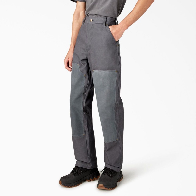 Grey Men's Dickies Lucas Waxed Canvas Double Knee Pants | TEJ460789