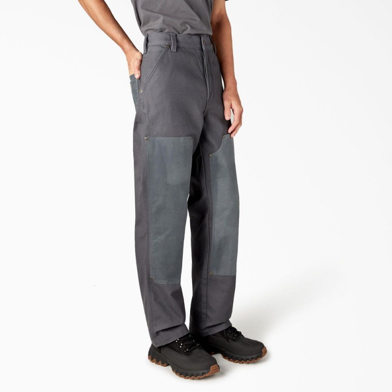 Grey Men's Dickies Lucas Waxed Canvas Double Knee Pants | TEJ460789