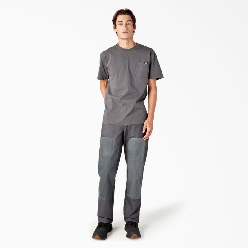 Grey Men's Dickies Lucas Waxed Canvas Double Knee Pants | TEJ460789