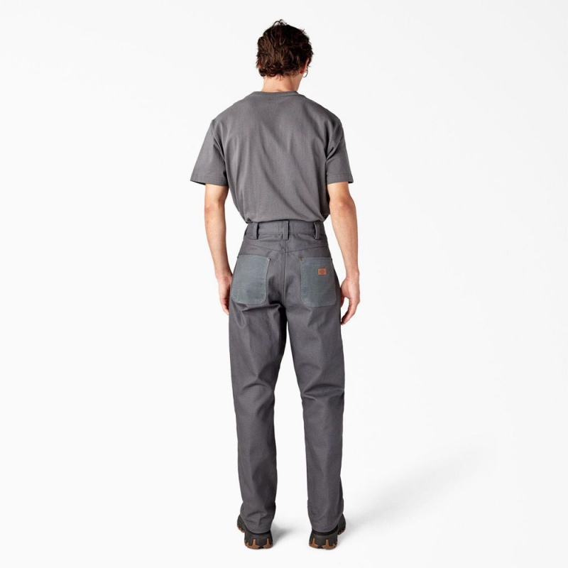 Grey Men's Dickies Lucas Waxed Canvas Double Knee Pants | TEJ460789