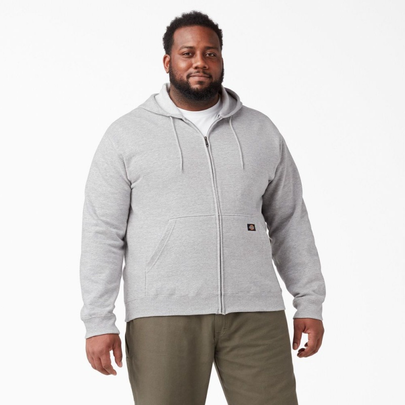 Grey Men's Dickies Midweight Fleece Zip Hoodie | AOG906824