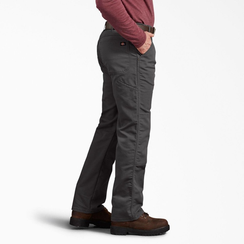 Grey Men's Dickies Regular Fit Duck Double Knee Pants | ZMI587413