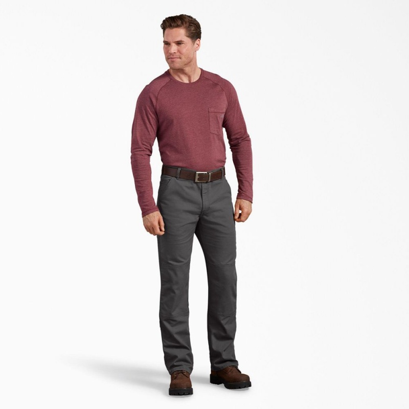 Grey Men's Dickies Regular Fit Duck Double Knee Pants | ZMI587413