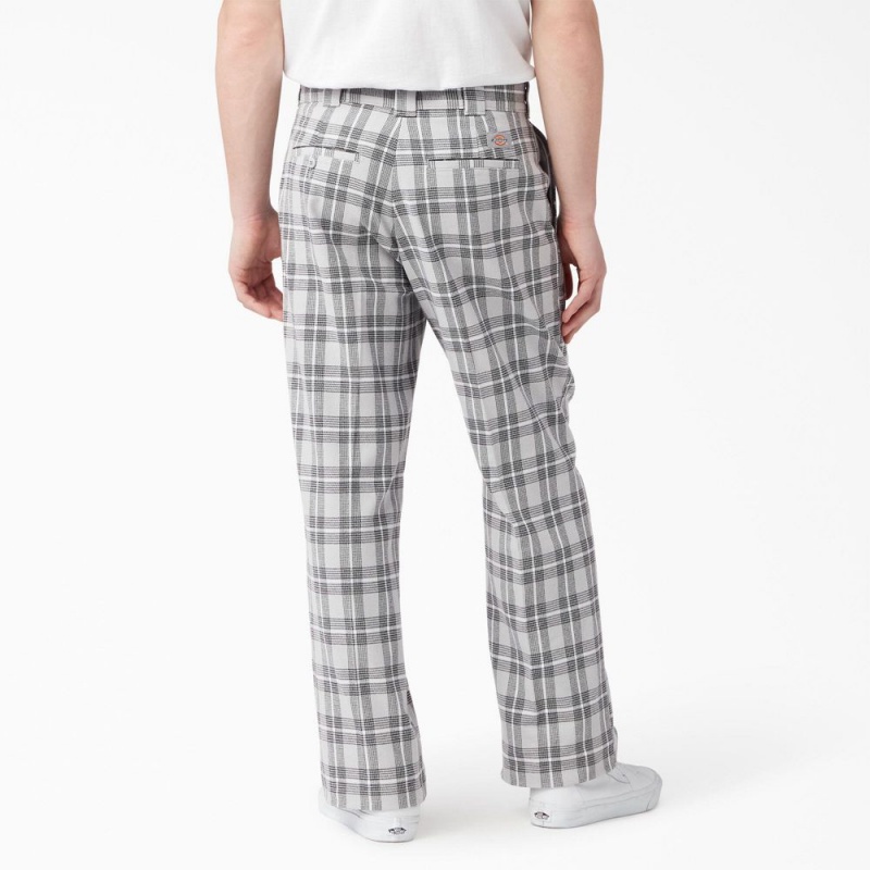 Grey Men's Dickies Regular Fit Plaid Pants | ZLV491672