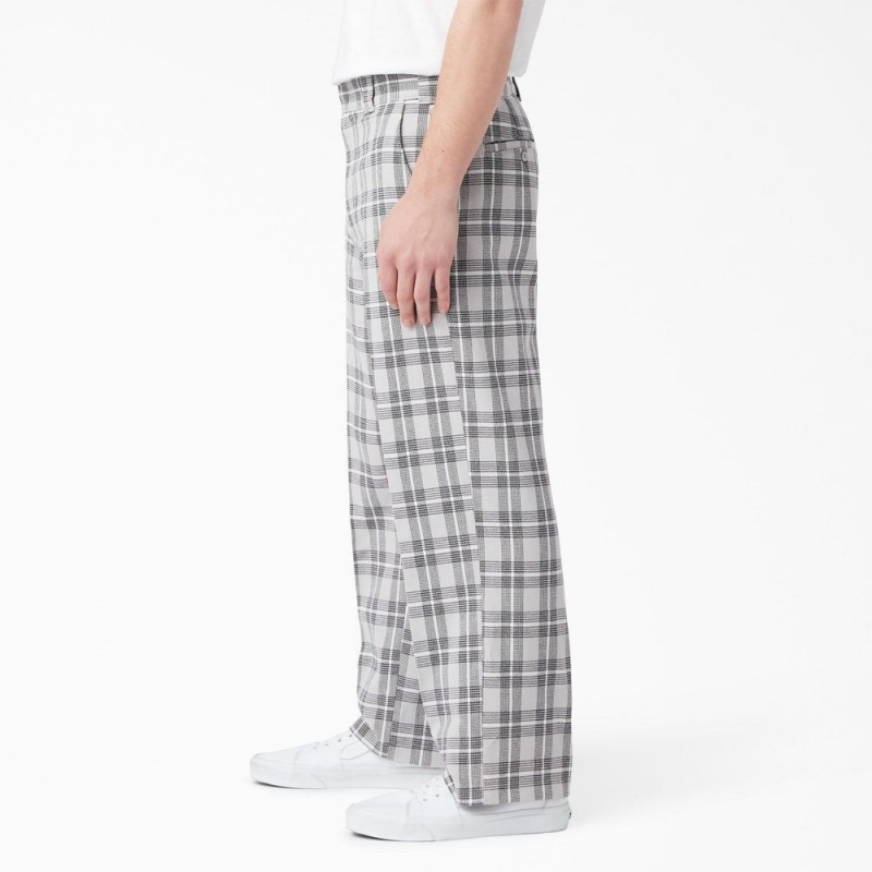 Grey Men's Dickies Regular Fit Plaid Pants | ZLV491672