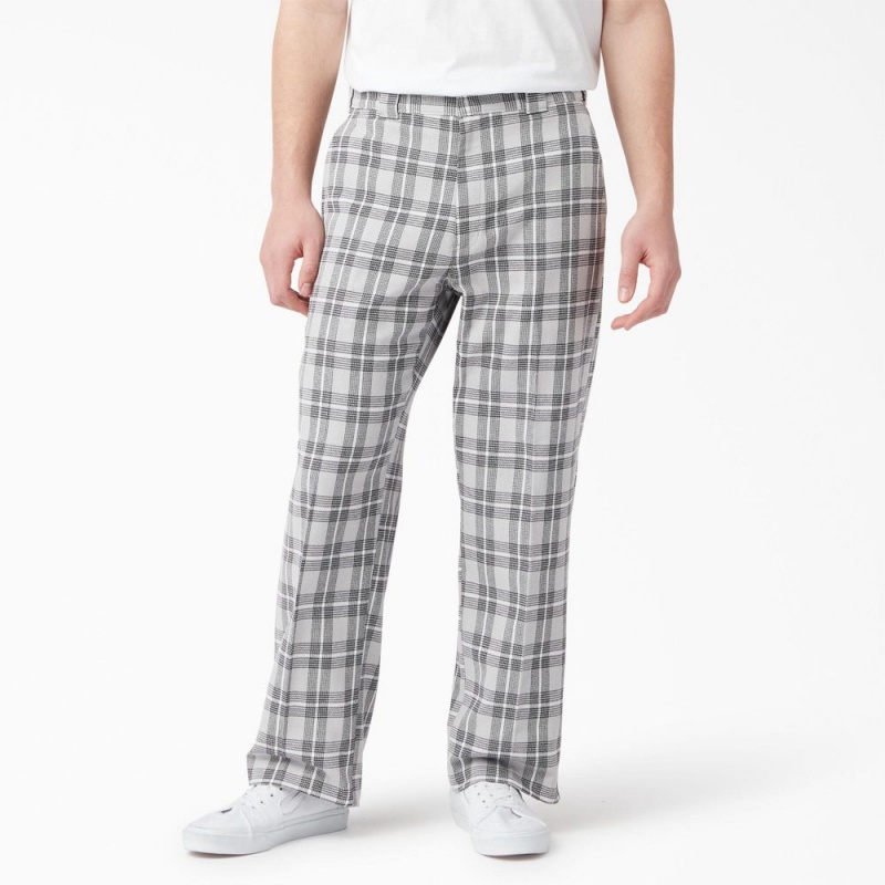 Grey Men\'s Dickies Regular Fit Plaid Pants | ZLV491672