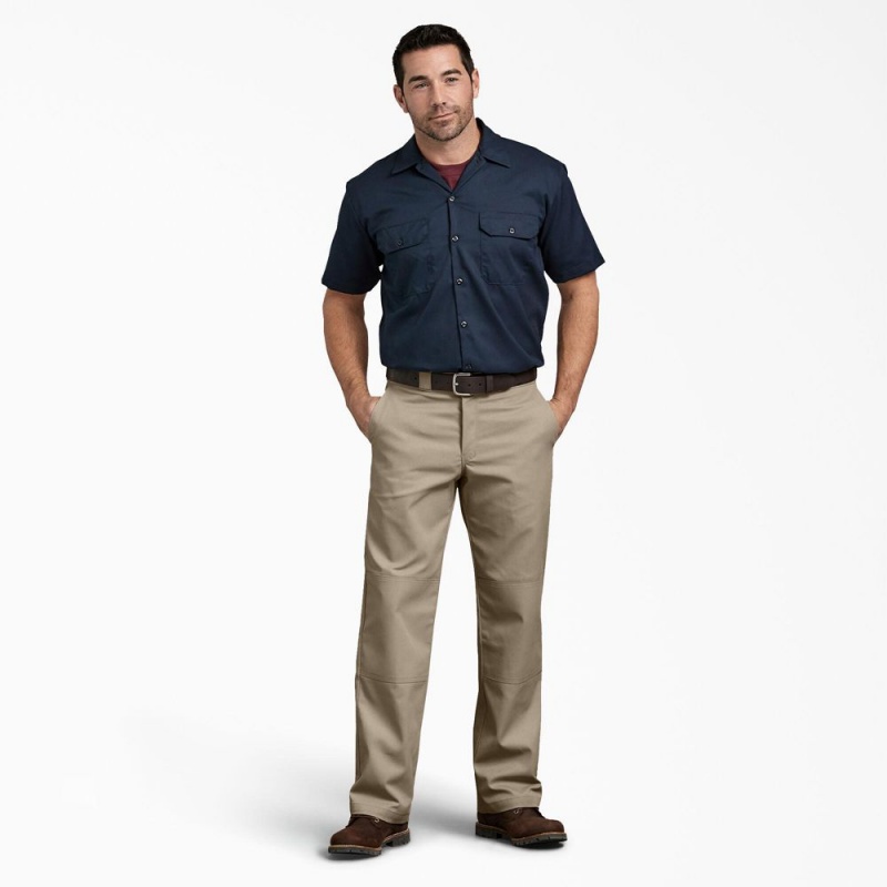 Grey Men's Dickies Relaxed Fit Double Knee Work Pants | RQX715638