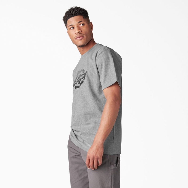 Grey Men's Dickies Short Sleeve Logo Graphic T-Shirt | HNY741328