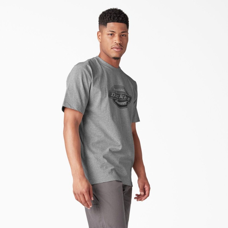 Grey Men's Dickies Short Sleeve Logo Graphic T-Shirt | HNY741328