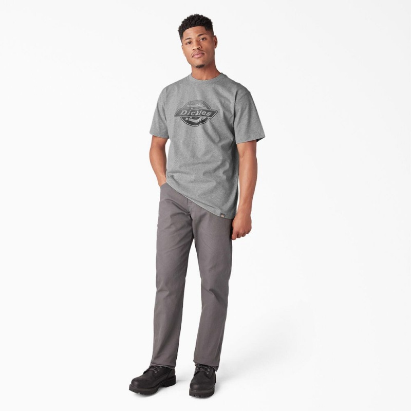 Grey Men's Dickies Short Sleeve Logo Graphic T-Shirt | HNY741328