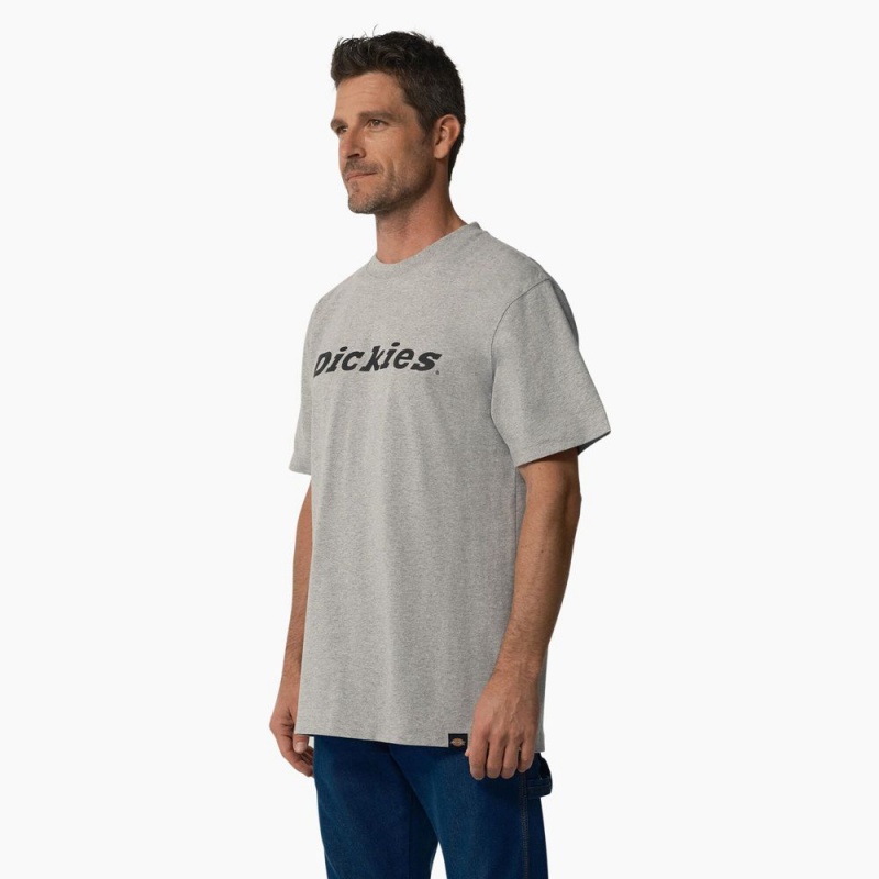 Grey Men's Dickies Short Sleeve Wordmark Graphic T-Shirt | FGP576904