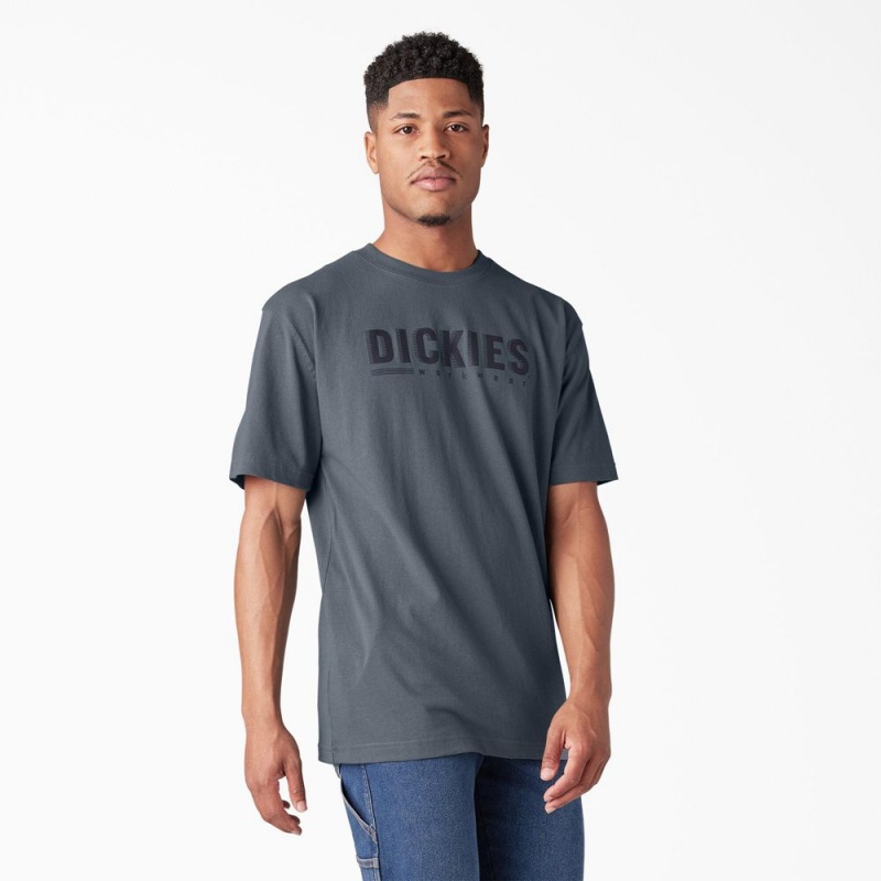 Grey Men's Dickies Short Sleeve Workwear Graphic T-Shirt | XLY965371